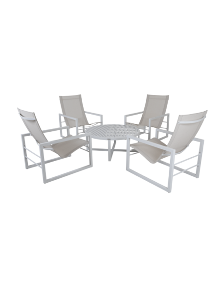 Mesa de Centro Exterior VEVI Ø100 cm, Aluminio / Blanco - Brafab