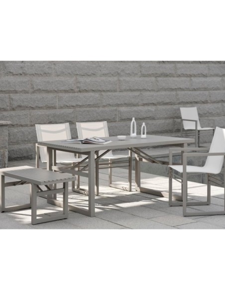 Mesa Exterior VEVI 160x90 cm de Comedor, Aluminio / Caqui - Brafab
