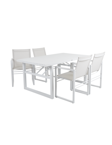 Mesa Exterior VEVI 160x90 cm de Comedor, Aluminio / Blanco - Brafab
