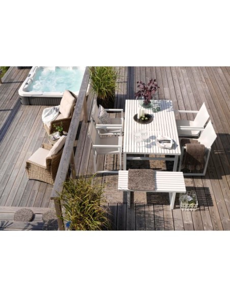 Mesa Exterior VEVI 160x90 cm de Comedor, Aluminio / Blanco - Brafab