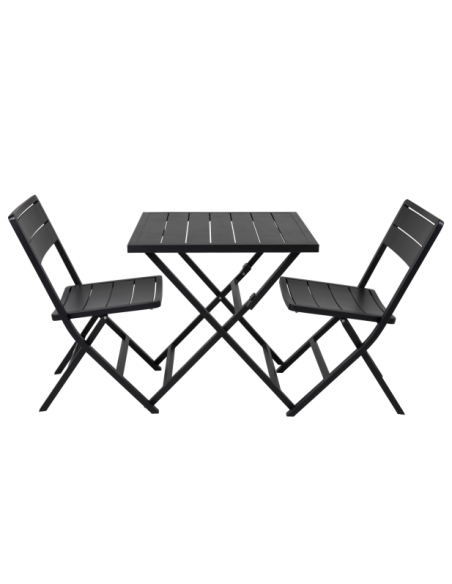 Mesa Bistró Plegable Exterior WILKIE 72x72 cm, Aluminio Negro - Brafab