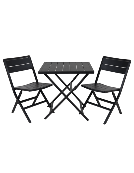 Mesa Bistró Plegable Exterior WILKIE 72x72 cm, Aluminio Negro - Brafab