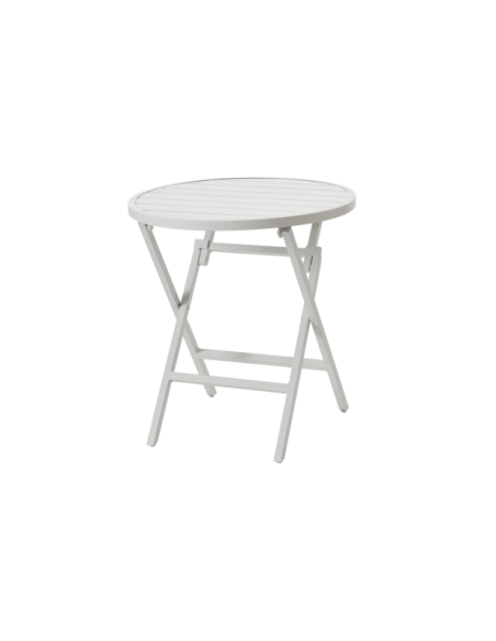 Mesa Bistró Redonda Plegable Exterior WILKIE Ø72 cm, Aluminio Blanco - Brafab