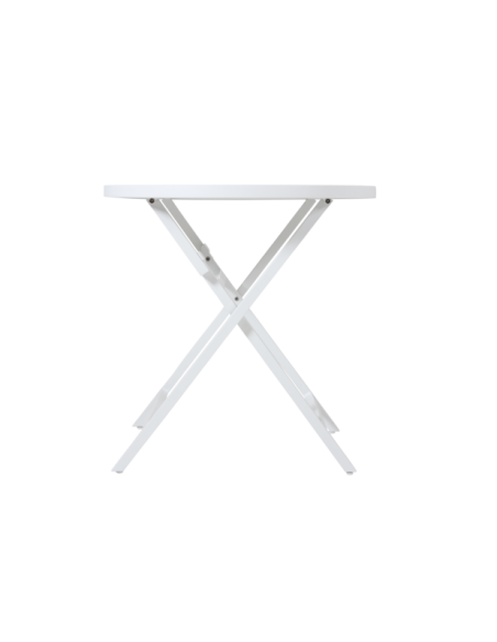 Mesa Bistró Redonda Plegable Exterior WILKIE Ø72 cm, Aluminio Blanco - Brafab