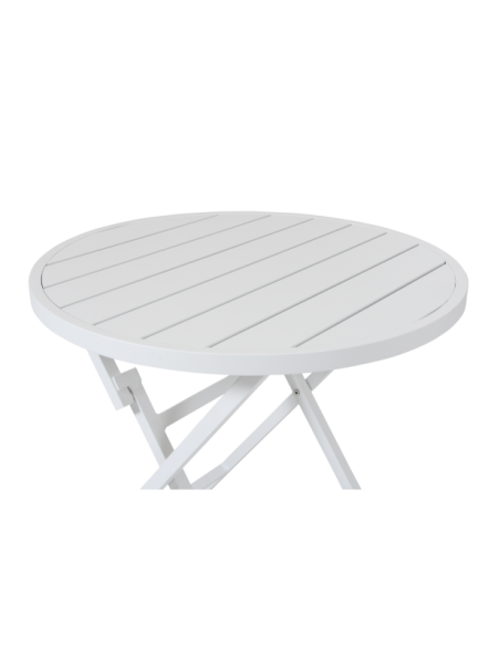 Mesa Bistró Redonda Plegable Exterior WILKIE Ø72 cm, Aluminio Blanco - Brafab