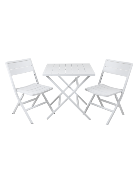 Mesa Bistró Plegable Exterior WILKIE 72x72 cm, Aluminio Blanco - Brafab