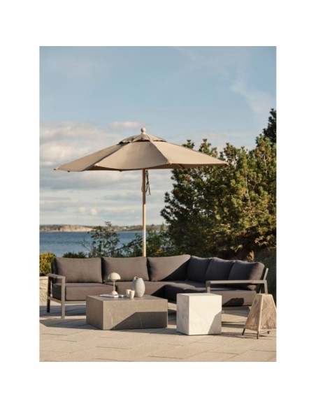 Mesa de Centro Exterior ZTEN 80x80 cm, Piedra compuesta, Aluminio / Gris Oscuro - Brafab