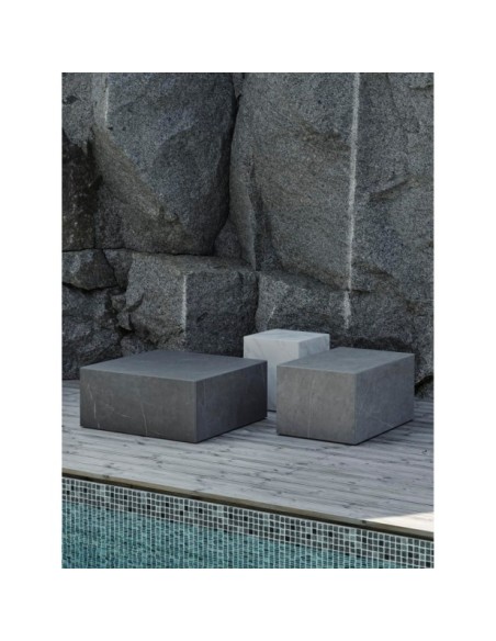 Mesa de Centro Exterior ZTEN 80x80 cm, Piedra compuesta, Aluminio / Gris Oscuro - Brafab