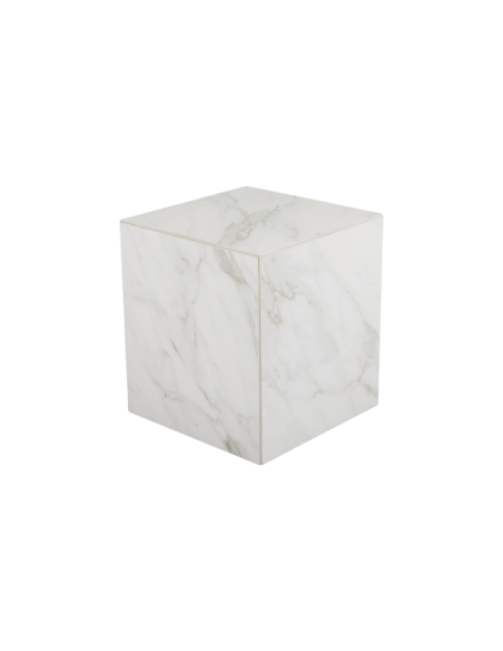 Mesa de Centro Exterior ZTEN 40x40 cm, Piedra compuesta, Aluminio / Blanco - Brafab