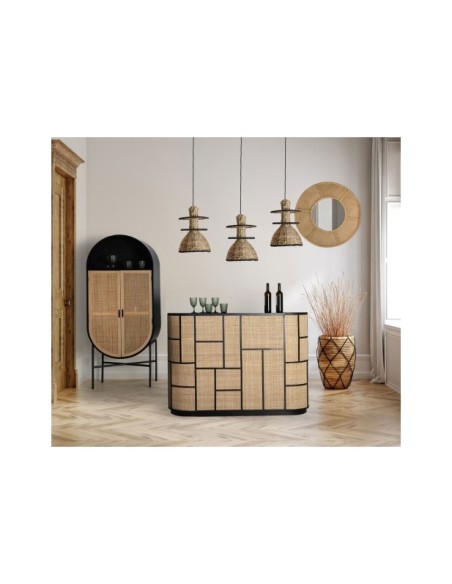 Lámpara de Techo KASSES, Fibra Natural / Negro, Natural - Kodu Home Design