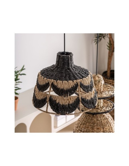 Lámpara de Techo LISSE, Fibra Natural / Negro, Natural - Kodu Home Design