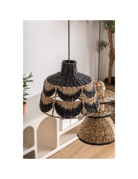 Lámpara de Techo LISSE, Fibra Natural / Negro, Natural - Kodu Home Design