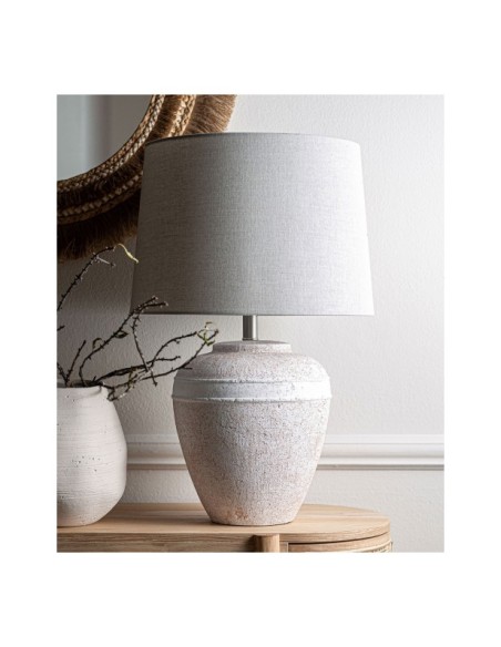 Lámpara de Mesa HELINA, Cerámica / Blanco, Plata - Kodu Home Design