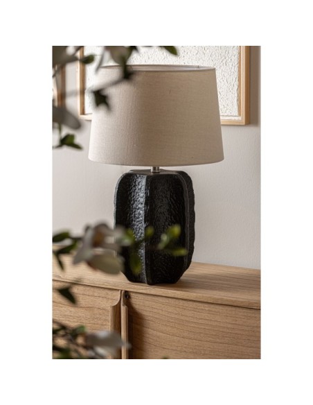 Lámpara de Mesa PAMELA, Cerámica / Negro, Beige - Kodu Home Design