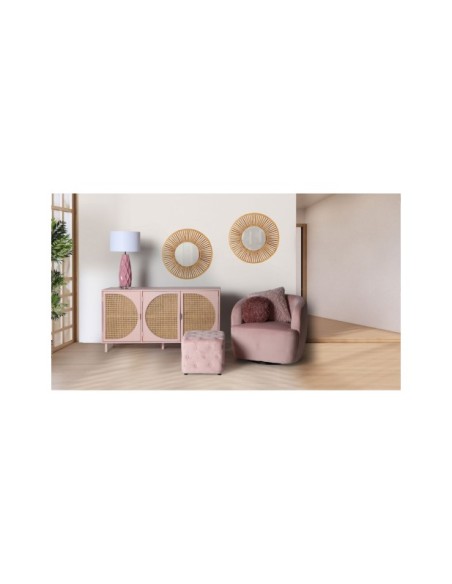 Reposapiés BOUGUE, Poliéster / Rosa Palo, Negro - Kodu Home Design