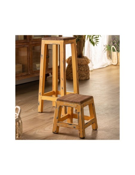 Taburete Alto SAURIS 71 cm, Caoba / Marrón, Amarillo - Kodu Home Design