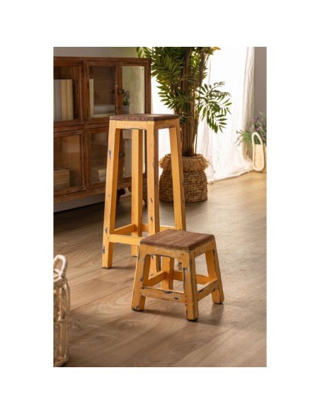 Taburete Alto SAURIS 71 cm, Caoba / Marrón, Amarillo - Kodu Home Design
