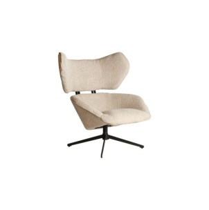 Sillón Giratorio Bouclé PRIVAS, Algodón Bouclé / Crema -...