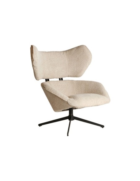 Sillón Giratorio Bouclé PRIVAS, Algodón Bouclé / Crema - Kodu Home Design