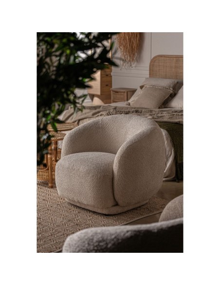 Sillón Bouclé PRIVAS, Algodón Bouclé / Crema - Kodu Home Design