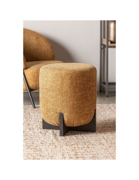 Taburete SOUVENS, Poliéster / Ocre, Negro - Kodu Home Design