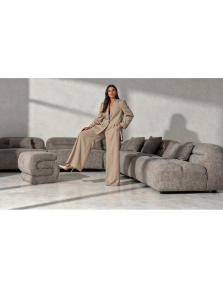 Sofá Esquinero CHENIES Módulo Central, Poliéster / Gris, Marrón - Kodu Home Design