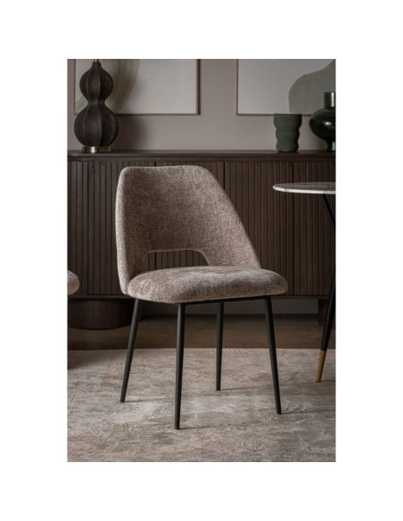 Silla LEYNHAC, Poliéster / Beige, Negro - Kodu Home Design