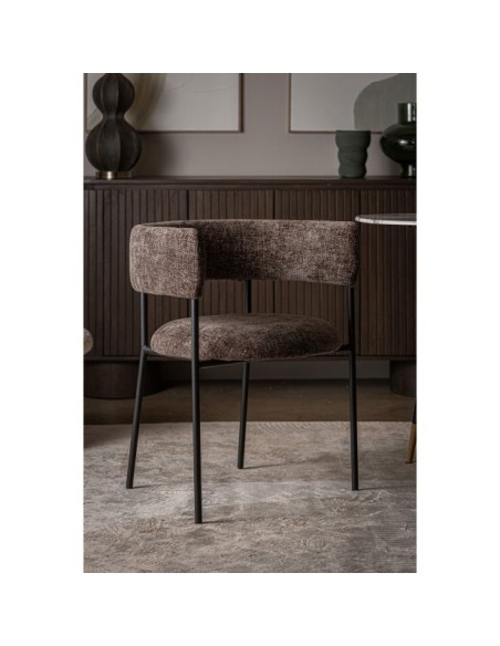Silla ALLENC, Poliéster / Marrón, Negro - Kodu Home Design