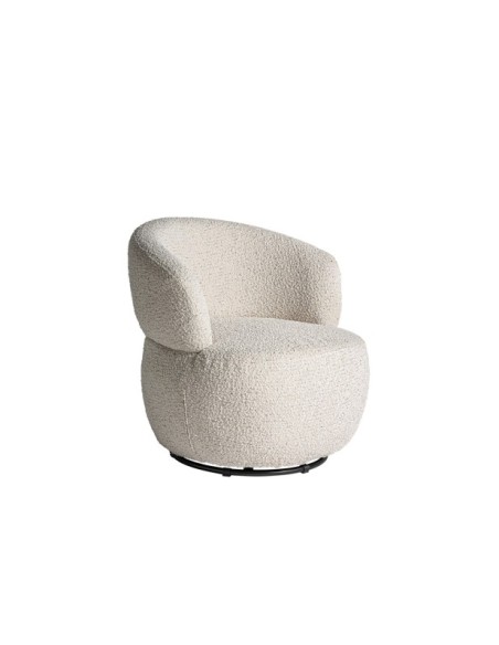 Sillón Giratorio VAYRES, Algodón Bouclé / Blanco, Negro - Kodu Home Design