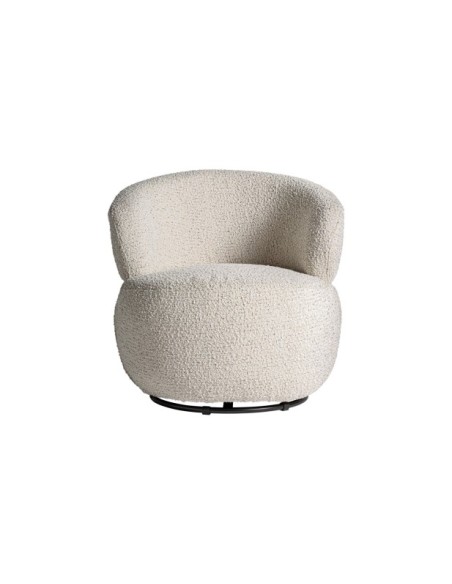 Sillón Giratorio VAYRES, Algodón Bouclé / Blanco, Negro - Kodu Home Design