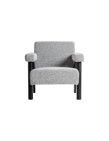 Sillón LIESTER, Algodón Bouclé / Gris, Negro - Kodu Home Design