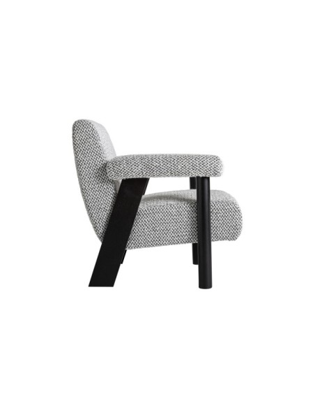 Sillón LIESTER, Algodón Bouclé / Gris, Negro - Kodu Home Design