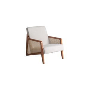 Sillón GITSBERG, Ratán / Marrón, Blanco - Kodu Home Design