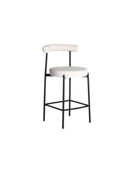 Taburete Alto BREVILLE 66 cm, Poliéster / Blanco, Negro - Kodu Home Design
