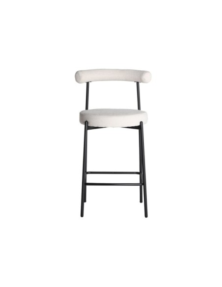 Taburete Alto BREVILLE 66 cm, Poliéster / Blanco, Negro - Kodu Home Design