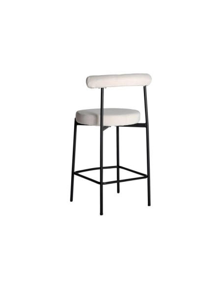 Taburete Alto BREVILLE 66 cm, Poliéster / Blanco, Negro - Kodu Home Design