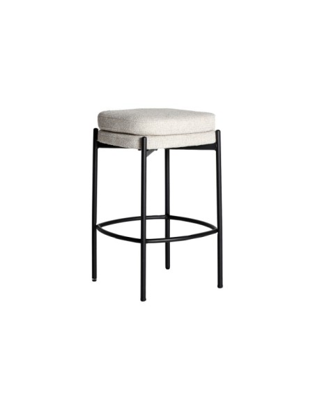 Taburete Alto SEGONZAC 67 cm, Poliéster / Beige, Negro - Kodu Home Design