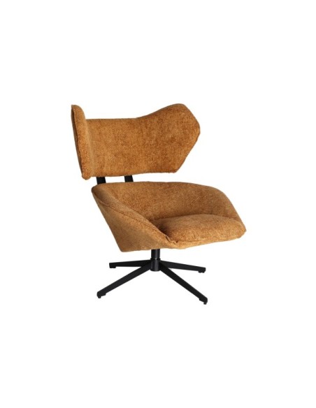 Sillón Giratorio PRIVAS, Poliéster / Ocre, Negro - Kodu Home Design