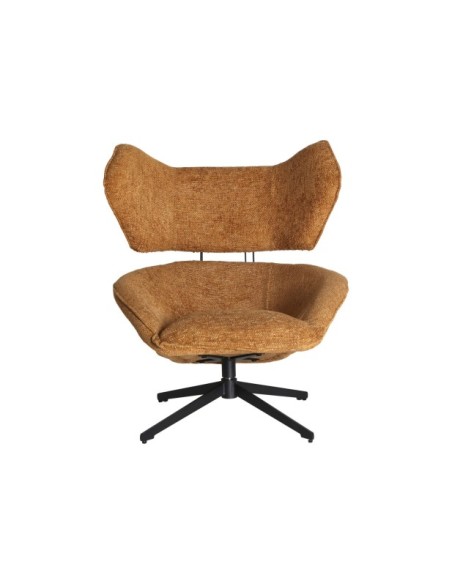 Sillón Giratorio PRIVAS, Poliéster / Ocre, Negro - Kodu Home Design