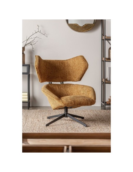 Sillón Giratorio PRIVAS, Poliéster / Ocre, Negro - Kodu Home Design