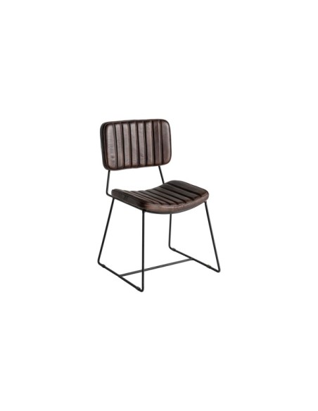 Silla ISSERT, Piel / Marrón, Negro - Kodu Home Design