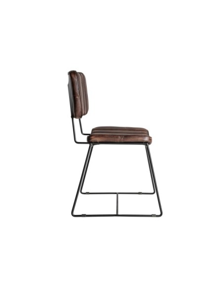 Silla ISSERT, Piel / Marrón, Negro - Kodu Home Design