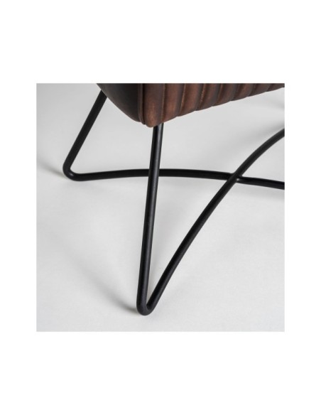 Taburete GLADYS, Piel / Marrón, Negro - Kodu Home Design