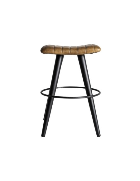 Taburete BEFAUX, Piel / Marrón, Negro - Kodu Home Design