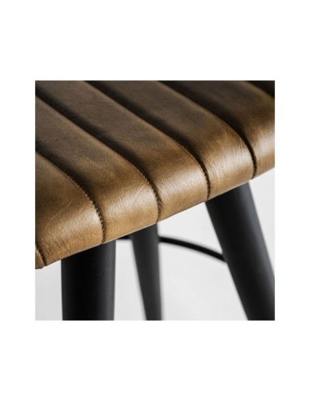 Taburete BEFAUX, Piel / Marrón, Negro - Kodu Home Design