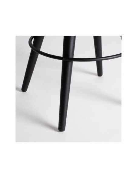 Taburete BEFAUX, Piel / Marrón, Negro - Kodu Home Design