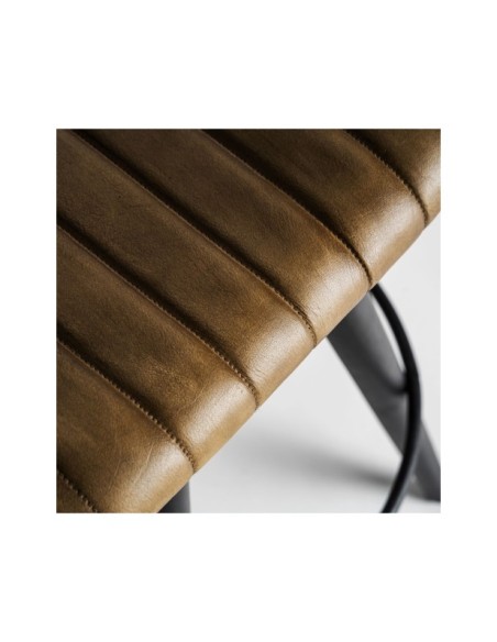 Taburete BEFAUX, Piel / Marrón, Negro - Kodu Home Design