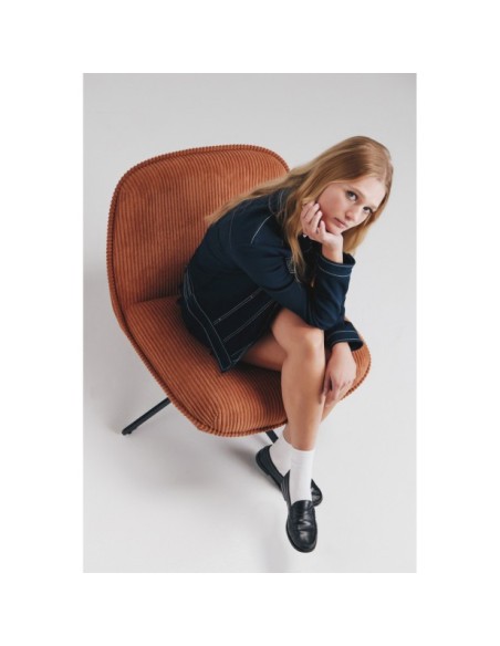 Sillón Giratorio GIGNAC, Textil / Terracota, Negro - Kodu Home Design