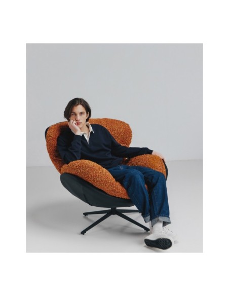 Sillón Giratorio MARRAKECH, Hierro / Negro, Naranja - Kodu Home Design