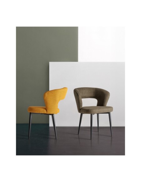 Silla FLAGNAC, Poliéster / Mostaza, Negro - Kodu Home Design